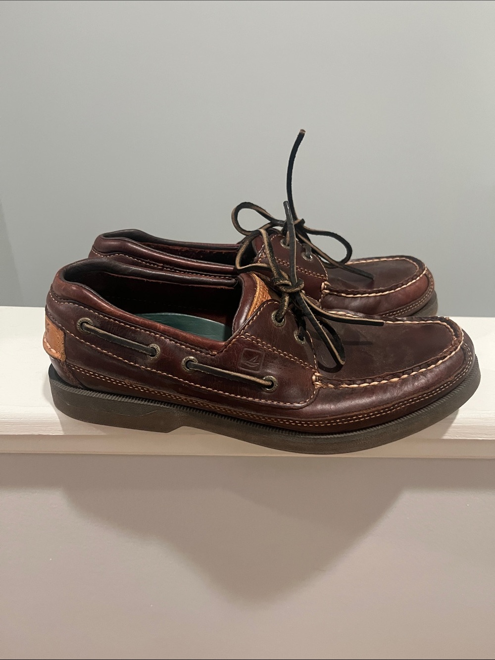 Sperry Dark Brown Leather Lace-Up Boat Shoes Mens 8.5 8 1/2 - Picture 3 of 13